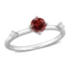 Budget 🧨 3/4 CT TGW Garnet and White Topaz 3-Stone Ring in Sterling Silver by Belk & Co. ✔️
