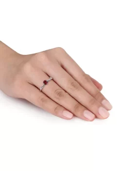 Budget 🧨 3/4 CT TGW Garnet and White Topaz 3-Stone Ring in Sterling Silver by Belk & Co. ✔️ -DealsBelk & Co. Store Belk 17154