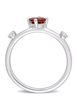 Budget 🧨 3/4 CT TGW Garnet and White Topaz 3-Stone Ring in Sterling Silver by Belk & Co. ✔️ -DealsBelk & Co. Store Belk 17155