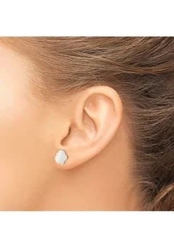 Budget 😉 Sterling Silver Rhodium-plated 10mm White 👩 Mother of Pearl Flower Earrings by Belk & Co. 🔥 -DealsBelk & Co. Store Belk 17169