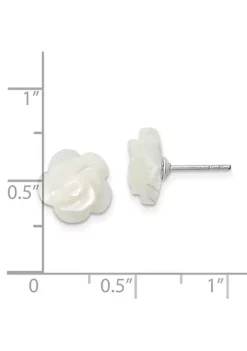 Budget 😉 Sterling Silver Rhodium-plated 10mm White 👩 Mother of Pearl Flower Earrings by Belk & Co. 🔥 -DealsBelk & Co. Store Belk 17170