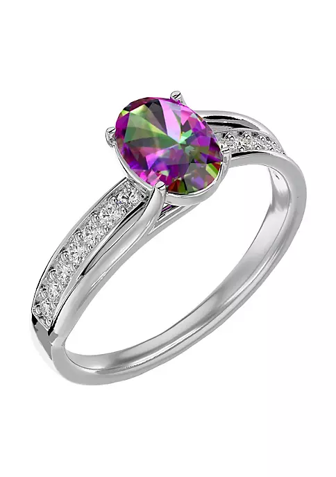 New ⭐ 1 1/2cttw Oval Shape Mystic Topaz and Diamond Ring In Sterling Silver by Belk & Co. 😍 2 New ⭐ 1 1/2cttw Oval Shape Mystic Topaz and Diamond Ring In Sterling Silver by Belk & Co. 😍 - Image 2