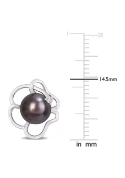 Deals 😀 7.5-8mm Black Freshwater Cultured Pearl and White Topaz Floral Stud Earrings in Sterling Silver by Belk & Co. 🔥 -DealsBelk & Co. Store Belk 17185
