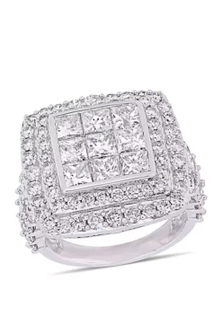 Best reviews of 👏 5 ct. t.w. Princess and Round Diamond Double Halo Engagement Ring in 14K White Gold by Belk & Co. 🤩