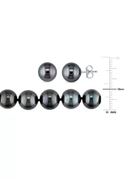 Promo 🎉 2-Piece Set of 8-10MM Tahitian Cultured Pearl Necklace and Earrings in 14K White Gold by Belk & Co. 🔥 -DealsBelk & Co. Store Belk 17194