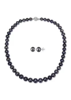 Promo 🎉 2-Piece Set of 8-10MM Tahitian Cultured Pearl Necklace and Earrings in 14K White Gold by Belk & Co. 🔥 -DealsBelk & Co. Store Belk 17196