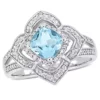 Brand new 🧨 1.34 ct. t.g.w. Sky Blue Topaz, White Topaz and 1/5 ct. t.w. Diamond Floral Ring in Sterling Silver by Belk & Co. ❤️