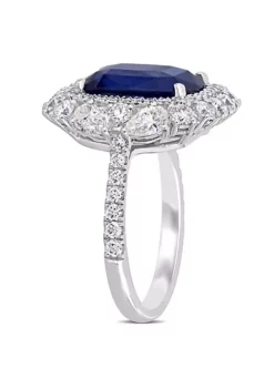 Flash Sale 😍 6.12 ct. t.g.w. Blue Sapphire and 2.07 ct. t.w. Diamond Double Halo Cocktail Ring in 14K White Gold by Belk & Co. 💯 -DealsBelk & Co. Store Belk 172