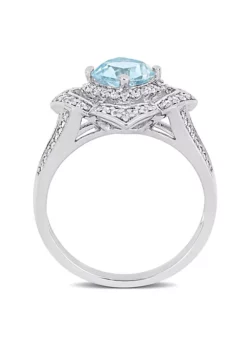 Brand new 🧨 1.34 ct. t.g.w. Sky Blue Topaz, White Topaz and 1/5 ct. t.w. Diamond Floral Ring in Sterling Silver by Belk & Co. ❤️ -DealsBelk & Co. Store Belk 17200