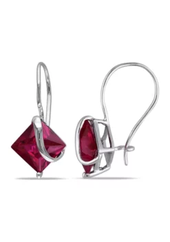 Coupon ⌛ 3.37 ct. t.w. Created Ruby Square Earrings in 10k White Gold by Belk & Co. ✨