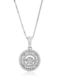 Promo 😍 1/5 ct. t.w. Dancing Diamond Endless Love Double Halo Circle Pendant Necklace in 925 Sterling Silver by Belk & Co. ✔️ 3 Promo 😍 1/5 ct. t.w. Dancing Diamond Endless Love Double Halo Circle Pendant Necklace in 925 Sterling Silver by Belk & Co. ✔️ -DealsBelk & Co. Store Belk 17239