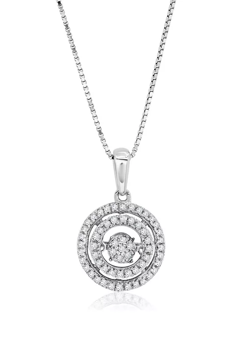 Promo 😍 1/5 ct. t.w. Dancing Diamond Endless Love Double Halo Circle Pendant Necklace in 925 Sterling Silver by Belk & Co. ✔️ 2 Promo 😍 1/5 ct. t.w. Dancing Diamond Endless Love Double Halo Circle Pendant Necklace in 925 Sterling Silver by Belk & Co. ✔️ - Image 2