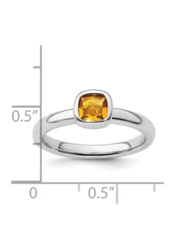 Outlet 🛒 1/2 ct. t.w. Cushion-cut Citrine Stackable Expressions Ring in Sterling Silver by Belk & Co. 🎉 -DealsBelk & Co. Store Belk 17249