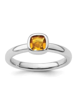 Outlet 🛒 1/2 ct. t.w. Cushion-cut Citrine Stackable Expressions Ring in Sterling Silver by Belk & Co. 🎉 -DealsBelk & Co. Store Belk 17250