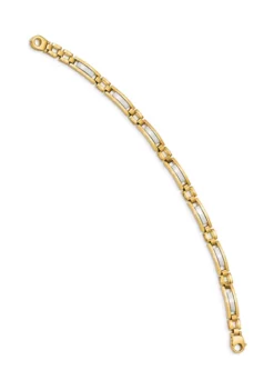 Top 10 🧨 Mens 14K Two-Tone Gold Polished and Satin 8.5-inch Link Bracelet by Belk & Co. ❤️ -DealsBelk & Co. Store Belk 17253