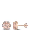 Flash Sale 🛒 1.75 ct. t.w. Morganite and 1/10 ct. t.w. Diamond Accent Flower Stud Earrings in 14K Rose Gold by Belk & Co. ⭐