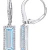 Best reviews of 👏 Lab Created 6.50 ct. t.g.w. Baguette Cut Blue Topaz and White Sapphire Halo Drop Earrings in Sterling Silver by Belk & Co. ✨