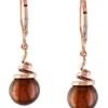 Budget 🔥 8-8.5 Millimeter Brown Cultured Freshwater Pearl Spiral Drop Earrings in 14k Rose Gold by Belk & Co. 💯