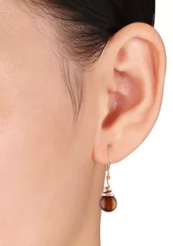 Budget 🔥 8-8.5 Millimeter Brown Cultured Freshwater Pearl Spiral Drop Earrings in 14k Rose Gold by Belk & Co. 💯 -DealsBelk & Co. Store Belk 17284