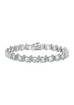 Best deal 😀 9.8 ct. t.w. Green Quartz and Diamond Accent S-Link Tennis Bracelet in Sterling Silver by Belk & Co. 🥰 -DealsBelk & Co. Store Belk 17290