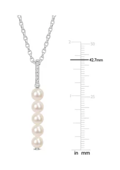Cheapest 🧨 5.5-6mm Freshwater Cultured Pearl and 1/5 CT TGW White Topaz Drop Pendant with Chain in Sterling Silver by Belk & Co. ✨ -DealsBelk & Co. Store Belk 17302