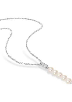 Cheapest 🧨 5.5-6mm Freshwater Cultured Pearl and 1/5 CT TGW White Topaz Drop Pendant with Chain in Sterling Silver by Belk & Co. ✨ -DealsBelk & Co. Store Belk 17303