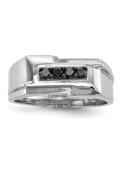 Best Sale ⭐ Men's Sterling Silver Black Diamond Polished Ring by Belk & Co. 👍