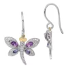 Best deal 🔥 5/8 ct. t.w Amethyst, 1/4 ct. t.w. Lolite and 1/10 ct. t.w. Diamond Dragonfly Earrings in Sterling Silver and 14K Gold True Two-Tone by Belk & Co. ❤️
