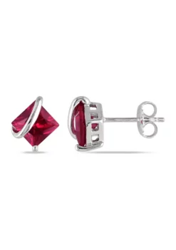 Budget 👍 Lab Created Created Ruby Stud Earrings in Sterling Silver by Belk & Co. 🎁