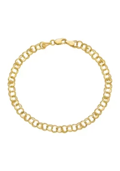 Deals ๐คฉ 14K Yellow Gold Double Link with Hearts Charm 8 Inch Bracelet by Belk & Co. ๐