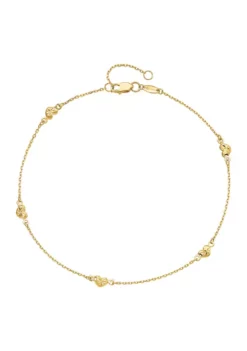 Flash Sale 👏 14K Yellow Gold Polished and Diamond-cut Heart with 1-Inch Extender Anklet by Belk & Co. 🤩