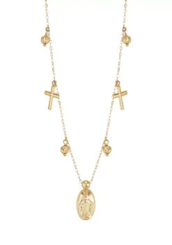 Best reviews of 🥰 Dangle Medal, Cross, and Beads Necklace in 10K Yellow Gold by Belk & Co. ⌛