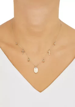 Best reviews of 🥰 Dangle Medal, Cross, and Beads Necklace in 10K Yellow Gold by Belk & Co. ⌛ -DealsBelk & Co. Store Belk 17370