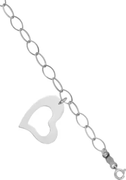 Best reviews of 🌟 14K White Gold Polished Dangle Heart 7.25 Inch Bracelet by Belk & Co. 🤩