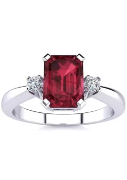 Wholesale ✨ 2 1/2cttw Octagon Shape Garnet and Diamond Ring In Sterling Silver by Belk & Co. ⌛