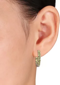 Hot Sale ⌛ 3.8 ct. t.w. Peridot Inside Outside Hoop Earrings In Sterling Silver by Belk & Co. ⌛ -DealsBelk & Co. Store Belk 17389