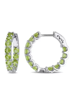 Hot Sale ⌛ 3.8 ct. t.w. Peridot Inside Outside Hoop Earrings In Sterling Silver by Belk & Co. ⌛ -DealsBelk & Co. Store Belk 17390
