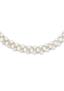 Best reviews of ❤️ Sterling Silver Rhodium 6-7mm Freshwater Cultured Pearl/Glass Bead Twisted Necklace by Belk & Co. 🔥