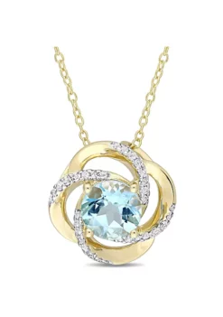Best Pirce ✔️ 2.57 ct. t.g.w. Sky Blue Topaz and White Topaz Pendant with Chain in Yellow Plated Sterling Silver by Belk & Co. 🔔
