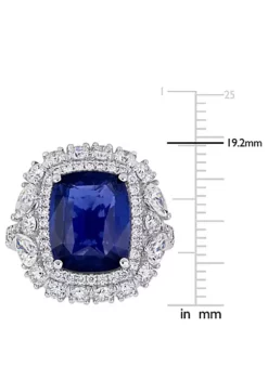 Flash Sale 😍 6.12 ct. t.g.w. Blue Sapphire and 2.07 ct. t.w. Diamond Double Halo Cocktail Ring in 14K White Gold by Belk & Co. 💯 -DealsBelk & Co. Store Belk 174