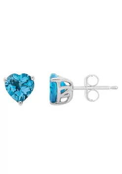 Cheap 😍 Sterling Silver 6mm Heart Shape Blue Topaz Stud Earrings by Belk & Co. ✔️