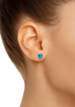 Cheap 😍 Sterling Silver 6mm Heart Shape Blue Topaz Stud Earrings by Belk & Co. ✔️ -DealsBelk & Co. Store Belk 17404