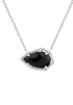 Top 10 🥰 Black Onyx and White Topaz Necklace in Sterling Silver by Belk & Co. 🔔