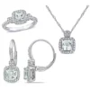 Brand new 😉 3- Piece Set of 2.1 ct. t.g.w. Aquamarine and 1/2 ct. t.w. Diamond Earrings, Pendant with Chain and Ring in 10K White Gold by Belk & Co. 🔥
