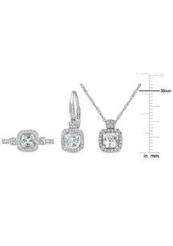 Brand new 😉 3- Piece Set of 2.1 ct. t.g.w. Aquamarine and 1/2 ct. t.w. Diamond Earrings, Pendant with Chain and Ring in 10K White Gold by Belk & Co. 🔥 -DealsBelk & Co. Store Belk 17440