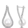 Best reviews of 🤩 9 mm-9.5 mm Cultured Freshwater Pearl and 1/3 ct. t.w. Diamond Teardrop Earrings in 14k White Gold by Belk & Co. 😉