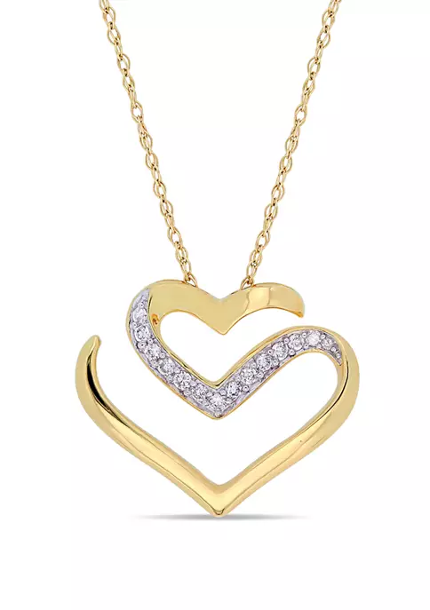 Outlet 🛒 1/10 ct. t.w. Diamond Cursive Double Heart Necklace in 10K Yellow Gold by Belk & Co. ⌛ 3 Outlet 🛒 1/10 ct. t.w. Diamond Cursive Double Heart Necklace in 10K Yellow Gold by Belk & Co. ⌛ - Image 3