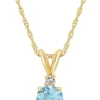 Brand new ⌛ 14K Gold 6mm Round Aquamarine Diamond Accent Pendant by Belk & Co. 🧨