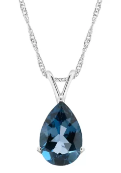 Budget 😍 Sterling Silver 12x8mm Pear Shape London Blue Topaz Pendant Necklace by Belk & Co. 🎉 -DealsBelk & Co. Store Belk 17471