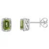 Best reviews of 👍 Sterling Silver 6x4mm Emerald Cut Peridot Diamond Accent Halo Stud Earrings by Belk & Co. ❤️